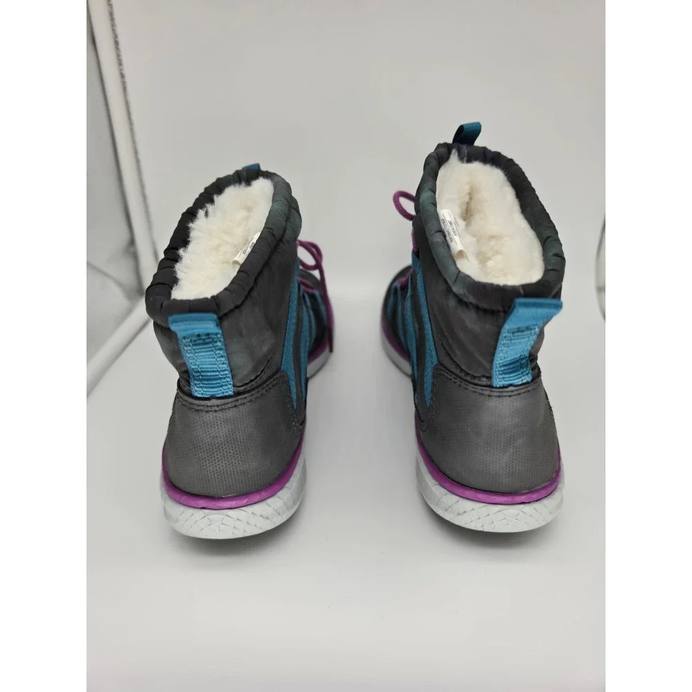 Merrell Pechora Pull On Boots Womens Grey Purple Teal Faux Fur Lined Size 8